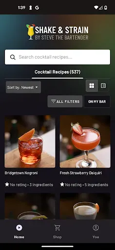 Скриншот 1 — Shake and Strain Cocktails