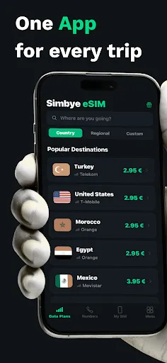 Скриншот 1 — Simbye: Travel eSIM Internet