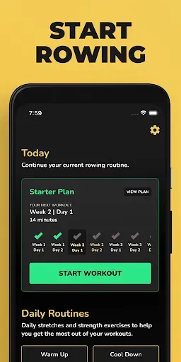 Скриншот 1 — Start Rowing - Rowing Workouts