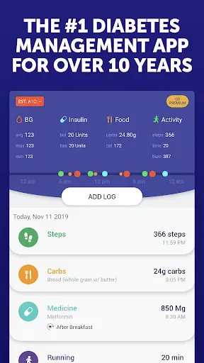 Скриншот 1 — Glucose Buddy Diabetes Tracker