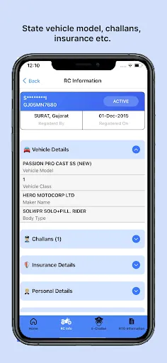 Скриншот 2 — Vahan - eChallan, Vehicle Info
