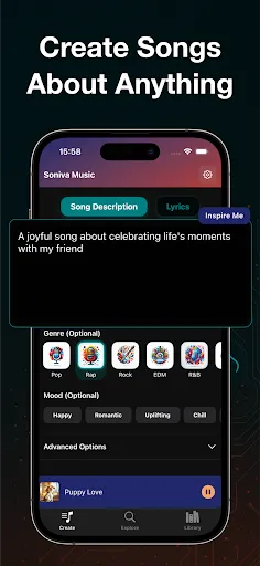 Скриншот 2 — AI Song Maker: Soniva Music