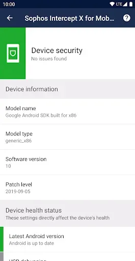 Скриншот 2 — Sophos Intercept X for Mobile