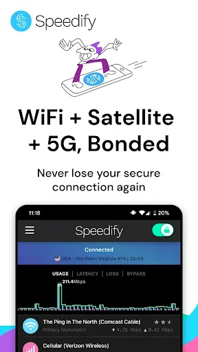 Скриншот 1 — Speedify: Satellite + 5G Bond