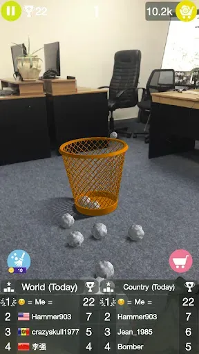 Скриншот 1 — Paper Bin AR офис игра бумажки