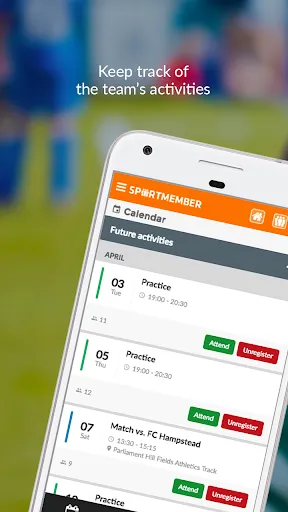 Скриншот 1 — SportMember - Mobile team app