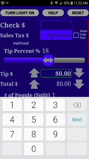 Скриншот 1 — Restaurant Tip Split Calc Pro