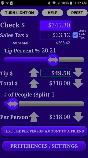 Скриншот 3 — Restaurant Tip Split Calc Pro