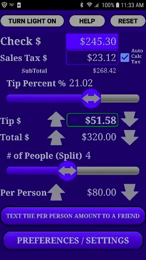 Скриншот 4 — Restaurant Tip Split Calc Pro