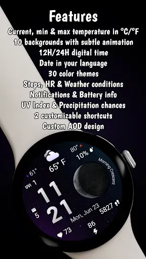 Скриншот 4 — Moon & Weather watchface