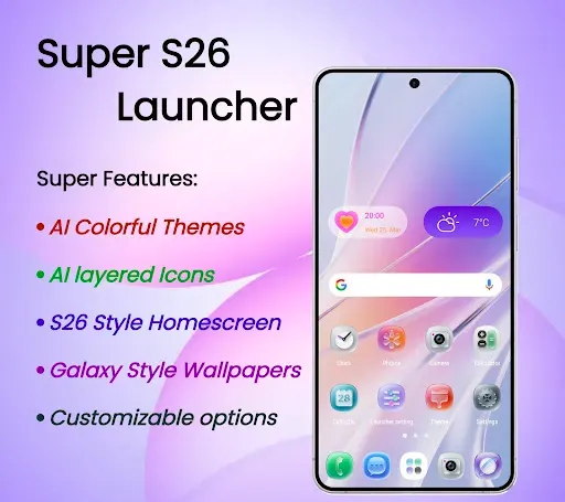Скриншот 1 — Super S26 Launcher: ColorOneUi