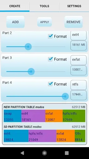 Скриншот 1 — AParted ( Sd card Partition )