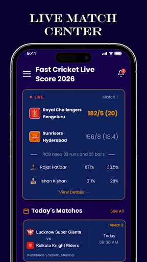 Скриншот 2 — Fast Cricket Live Score 2026