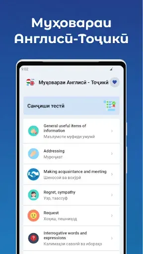 Скриншот 1 — Муҳовараи Тоҷикӣ-Англисӣ