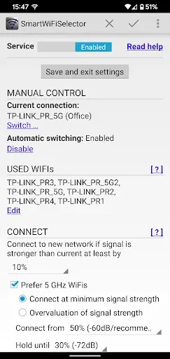 Скриншот 1 — SmartWiFiSelector: strong WiFi