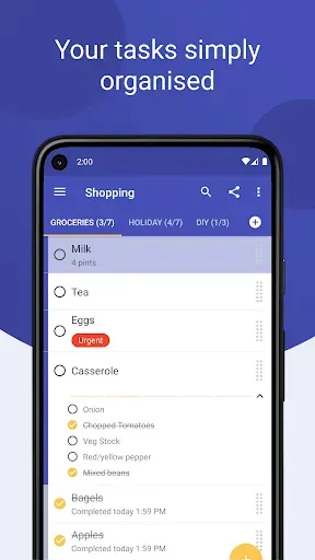 Скриншот 1 — Tasks: To Do List & Reminders