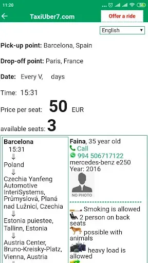 Скриншот 2 — Blablacar: Блаблакар Попутчики