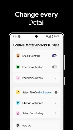 Скриншот 4 — Control Center Android 16 Styl
