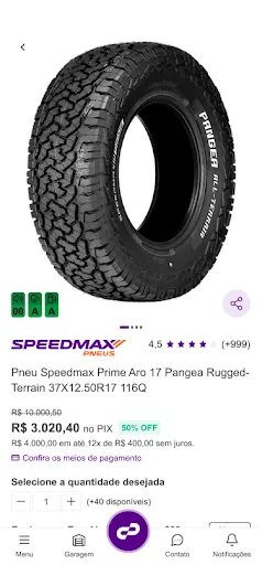 Скриншот 3 — PNEUSTORE: Compre Pneus Online