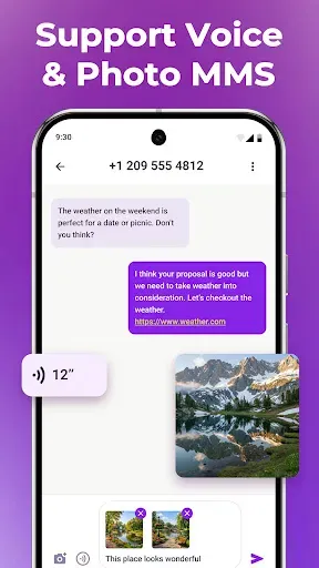 Скриншот 3 — TextNumber: Talk with Text App