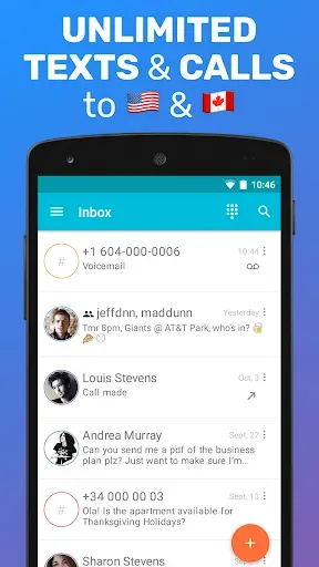 Скриншот 1 — TextMe Up Calling & Texts