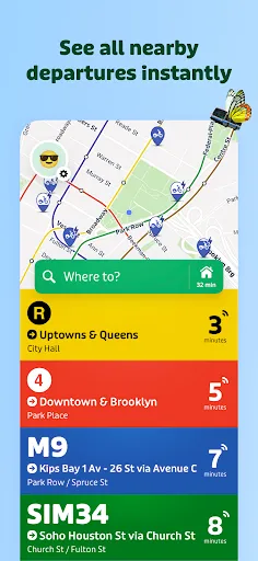 Скриншот 1 — Transit - Subway & Bus Times