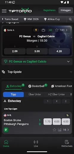 Скриншот 1 — TIPTORRO Sportwetten