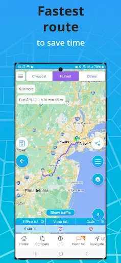 Скриншот 2 — TollGuru: Toll, GPS Navigation