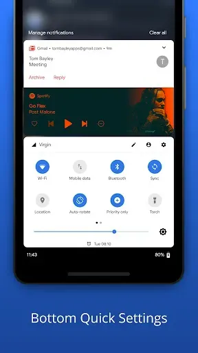 Скриншот 1 — Bottom Quick Settings