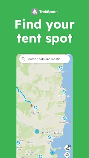 Скриншот 1 — TrekSpots | Tent camping map