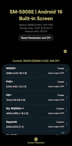 Скриншот 1 — Pixels: Resolution+DPI Changer