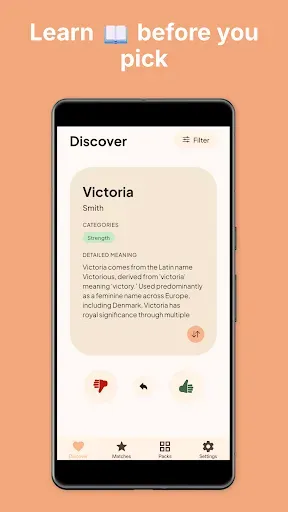 Скриншот 5 — Noma Baby Names: Swipe & Match