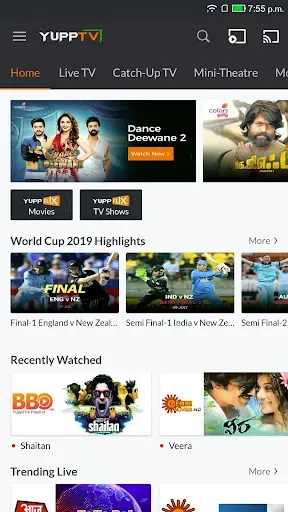 Скриншот 1 — YuppTV LiveTV, IPL 2026 Live