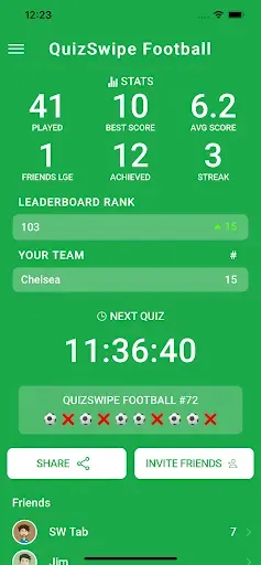 Скриншот 1 — QuizSwipe Football