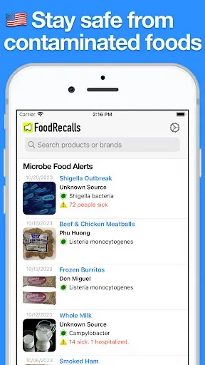 Скриншот 1 — Food Recalls & Alerts