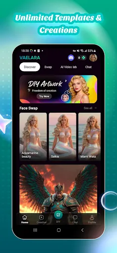 Скриншот 1 — Vaelara: AI Video, Art & Chat