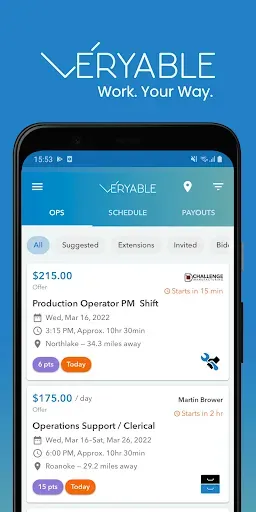 Скриншот 1 — Veryable: Work. Next Day Pay