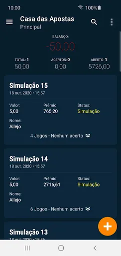Скриншот 1 — Casa das Apostas - Simulações
