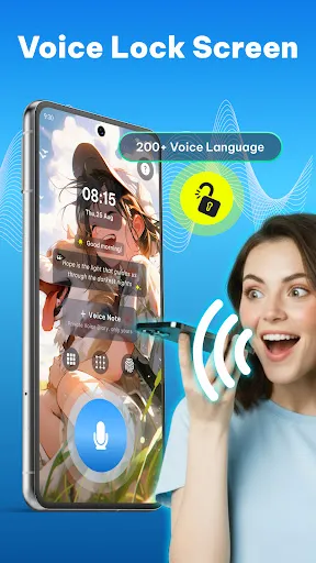 Скриншот 1 — Ai Voice Lock Screen - VoiceOS