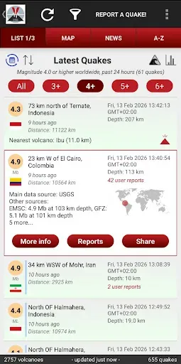 Скриншот 2 — Volcanoes & Earthquakes