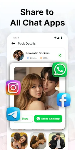 Скриншот 4 — Love Romantic Kiss WAStickers