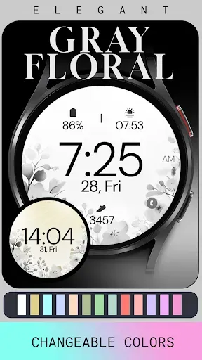 Скриншот 4 — Gray Floral elegant watch face