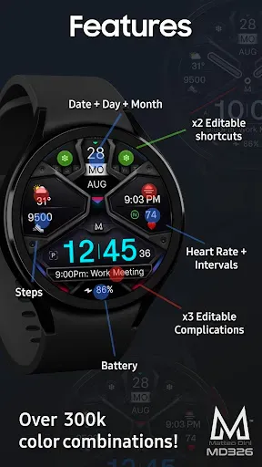Скриншот 6 — MD326 3D Modern Watch Face