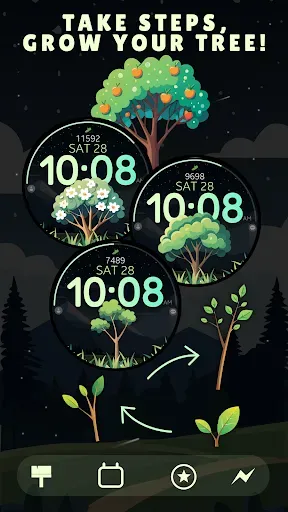 Скриншот 1 — Tree Steps digital watch face