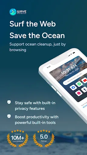 Скриншот 1 — Wave Browser: Save the Ocean