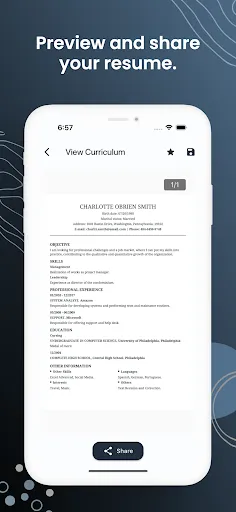 Скриншот 5 — Quick & Easy Resume Builder CV