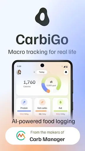 Скриншот 1 — CarbiGo: AI Cal & Carb Manager