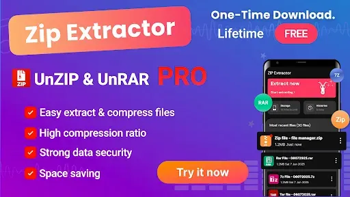 Скриншот 1 — Zip Extractor: UnZIP & UnRAR