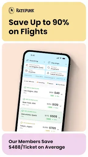 Скриншот 1 — RatePunk: Cheap Flights