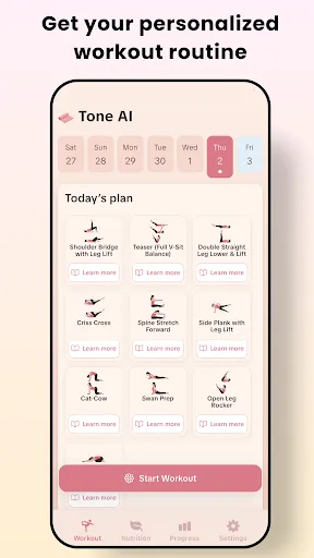 Скриншот 2 — Tone AI: Pilates, Yoga at Home